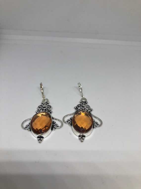 Antique Vintage Golden Volcanic Glass Silver Dang… - image 1