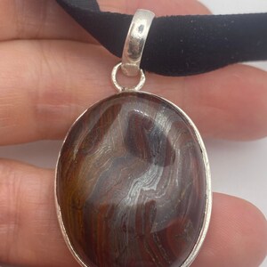Vintage Rote Tigerauge Choker Anhänger Halskette