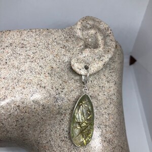 Antique Vintage Faux Gold Rutile Glass Silver Dangle Earrings
