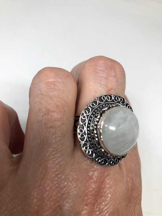 Vintage Blue White Rainbow Moonstone Silver Cockt… - image 5