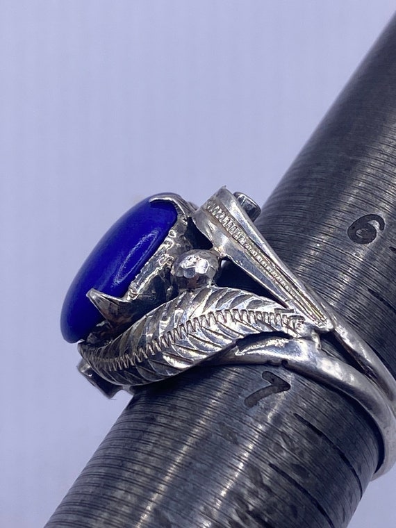 Vintage Blue Lapis Lazuli 925 Sterling Silver Ring - image 6