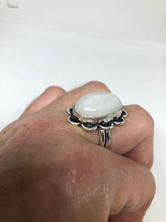 Vintage Blue White Rainbow Moonstone Silver Cockt… - image 3