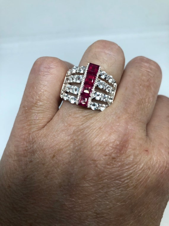 Vintage Handmade Pink Ruby and White Sapphire Set… - image 10