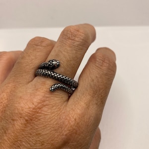 Vintage Gothic Stainless Steel Snake Serpent Mens Ring
