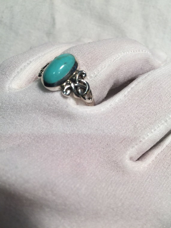 Vintage  Turquoise Gemstone 925 Sterling Silver C… - image 5