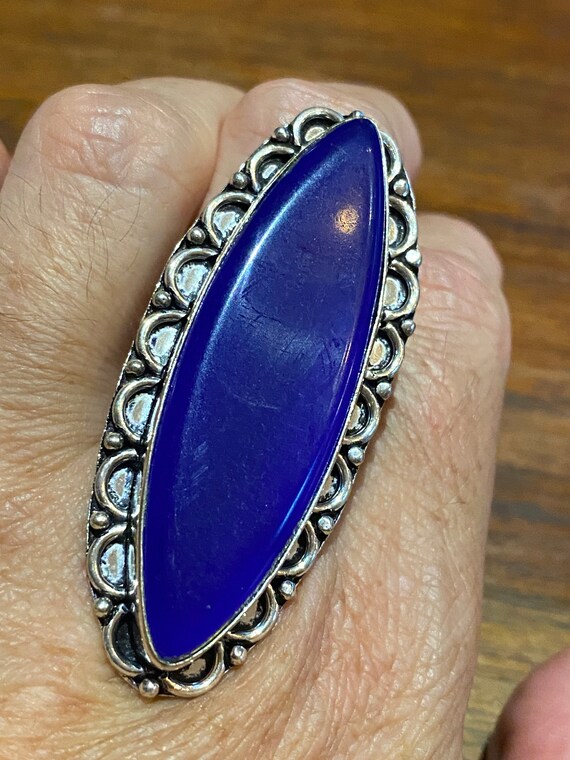 Vintage Blue Genuine Lapis Lazuli Ring Size 9 - image 4