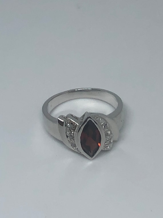 Vintage Red Bohemian Garnet Ring 925 Sterling Sil… - image 2