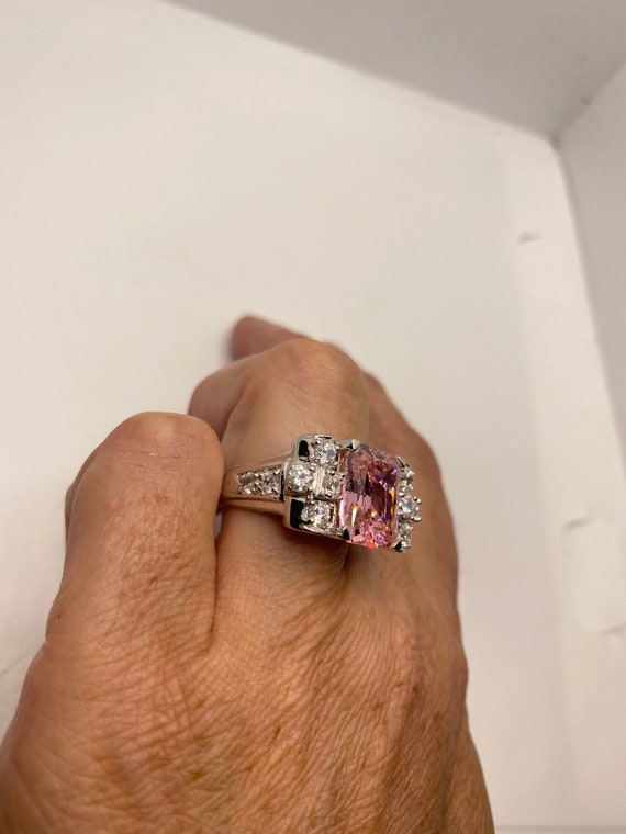 Vintage Pink Ice CZ  Deco Ring 925 Sterling Silver - image 5