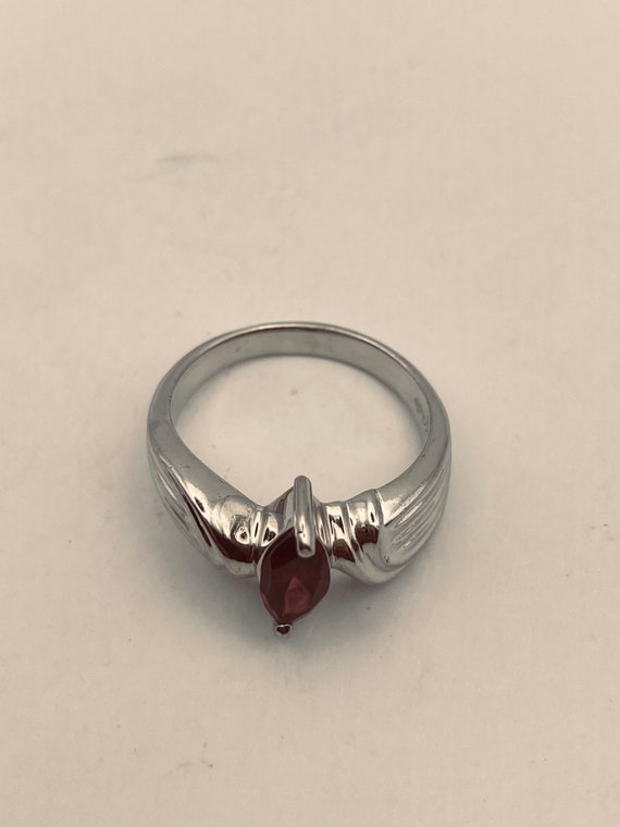 Vintage Red Bohemian Garnet Ring 925 Sterling Sil… - image 4