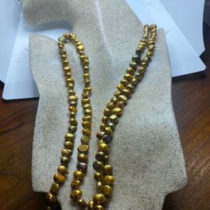 Vintage Hand Knotted Bronze Pearl 48 in Necklace