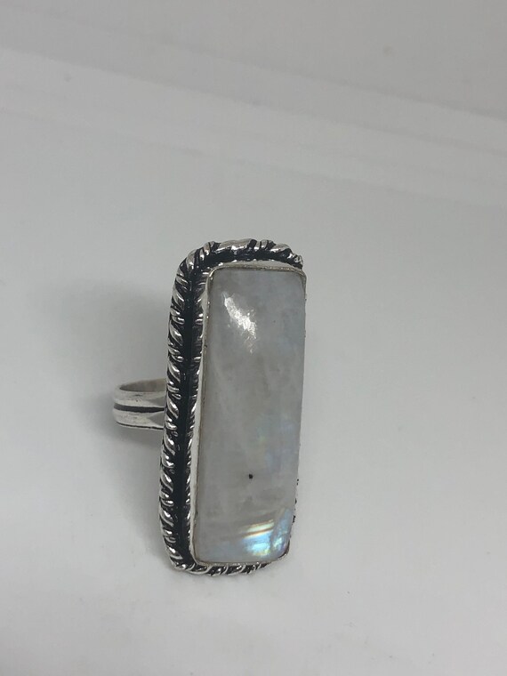 Vintage Genuine Blue White Rainbow Moonstone Ring… - image 5