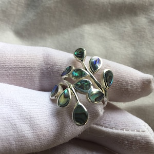 Antieke abalone wijnstok 925 sterlingzilveren ring