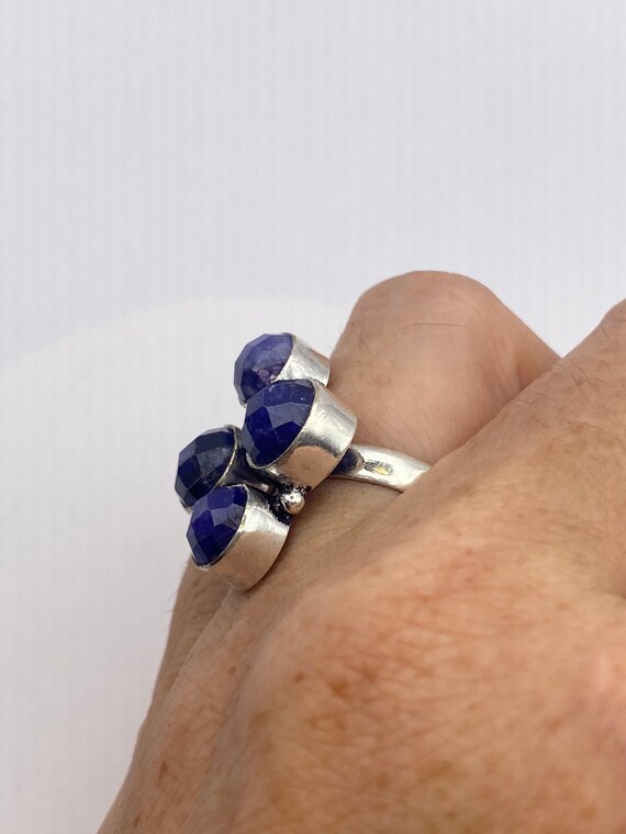 Vintage Blue Raw Sapphire Ring Boho Statement - image 5