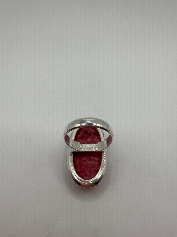 Vintage Handmade Raw Pink Ruby Silver Gothic Ring - image 5