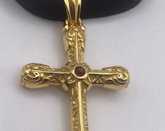 vintage Celtic Gold Stainless Steel Cross pendant necklace