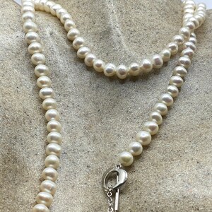 Vintage Hand Knotted White Pearl 45 inch Necklace