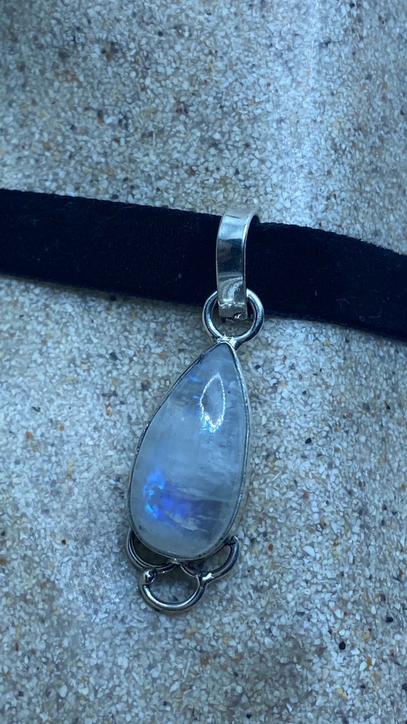 Vintage Rainbow Moonstone Choker Pendant Necklace