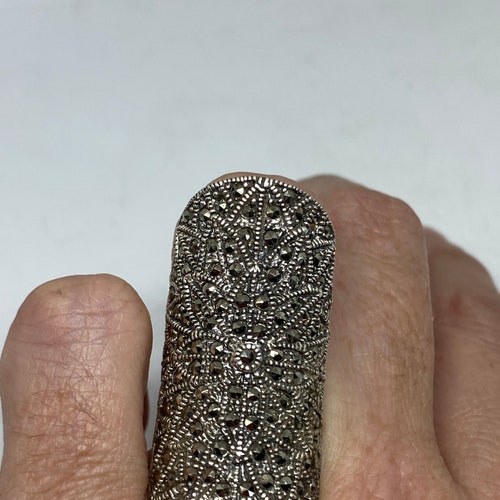 Vintage Handmade Genuine Swiss Marcasite Setting shops 925 Sterling Silver Gothic Ring