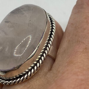 Vintage  Genuine Rose Quartz Silver Ring