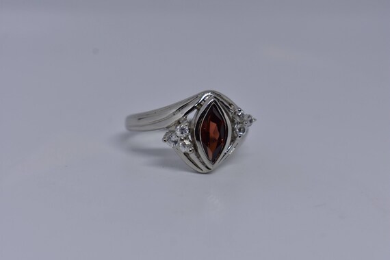Vintage Bohemian Garnet Ring White Sapphire 925 S… - image 5