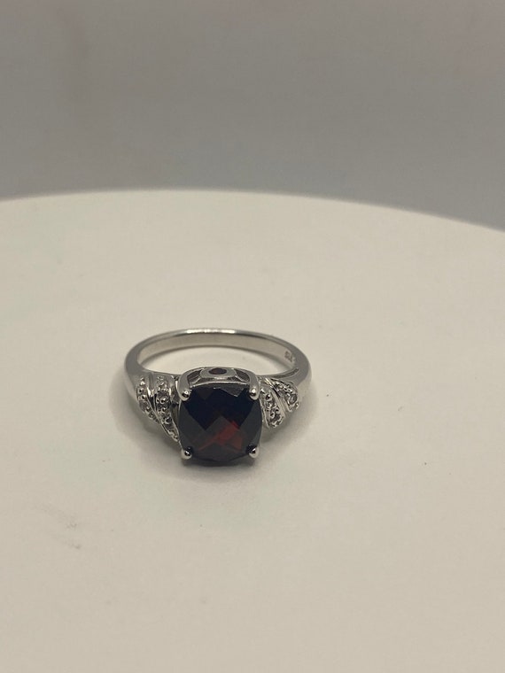 Vintage Red Bohemian Garnet Ring 925 Sterling Sil… - image 5