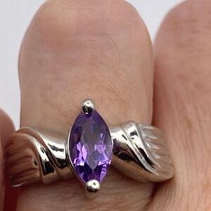 Vintage Purple Amethyst Heart 925 Sterling Silver Ring