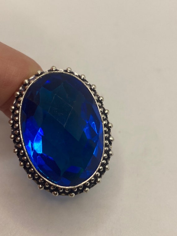 Vintage Blue Art Glass Ring - image 5