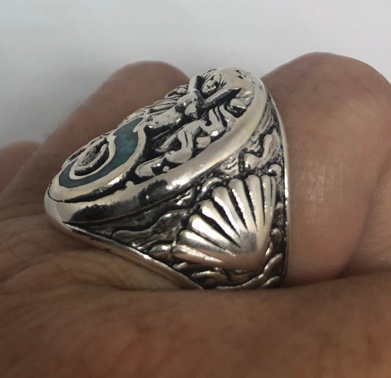 Vintage Southwestern  Turquoise Mermaid Ring - image 10