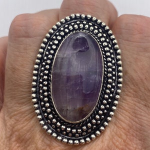 Vintage Boho Purple Amethyst Cocktail Ring Size 7