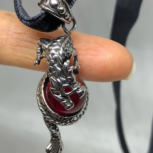 Vintage Handmade Silver Stainless Steel Gothic Dragon Pendant Necklace