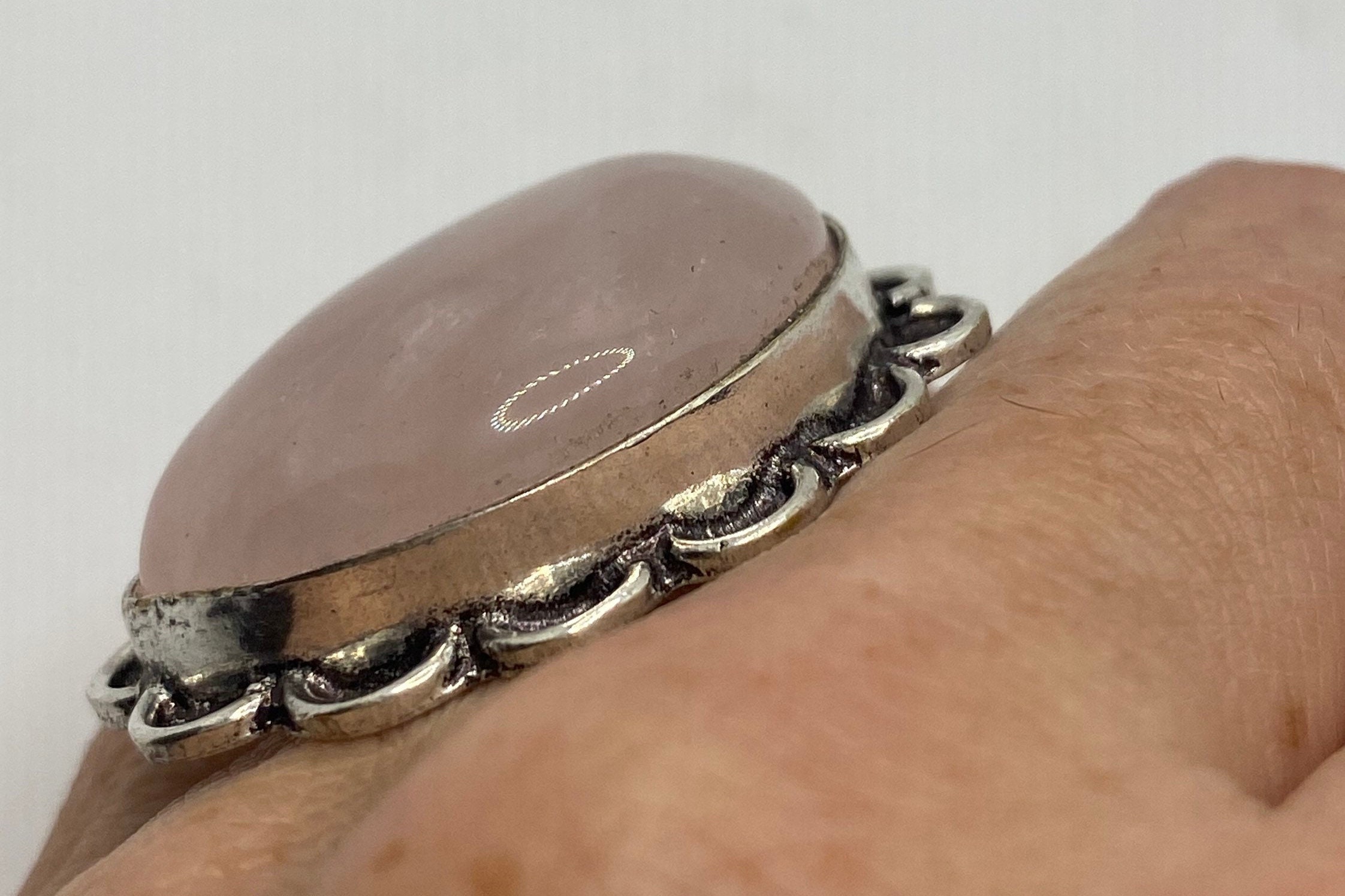 ヴィンテージローズクォーツリング　シルバー刻印台 ヴィンテージ 本物のローズクォーツ シルバーリング - Etsy 日本