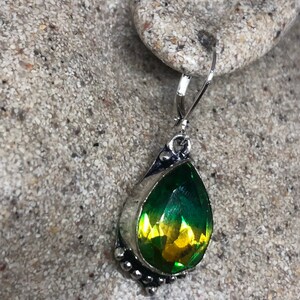 Antique Vintage Green Glass Silver Dangle Earrings