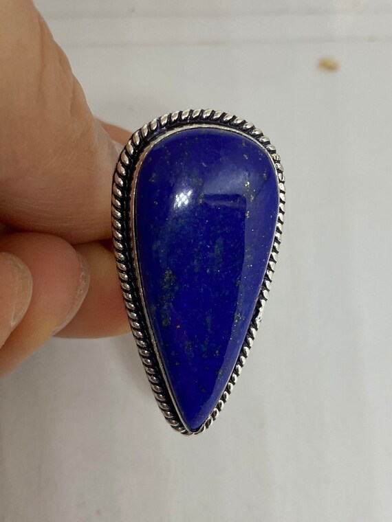 Vintage Blue Genuine Lapis Lazuli Ring Size 7 - image 5
