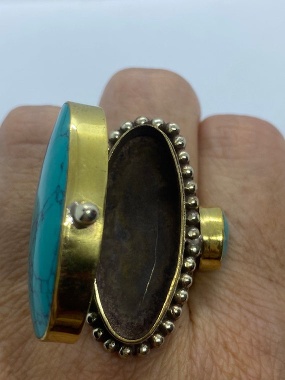 Vintage Poison Pillbox Ring Adjustable Bronze - image 6