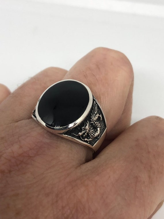 Vintage  Gothic Sterling Silver Genuine Black Onyx