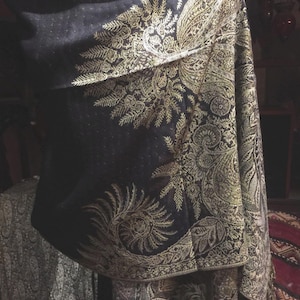 Vintage Schwarzer Paisley Pashmina Schal Wrap Schal