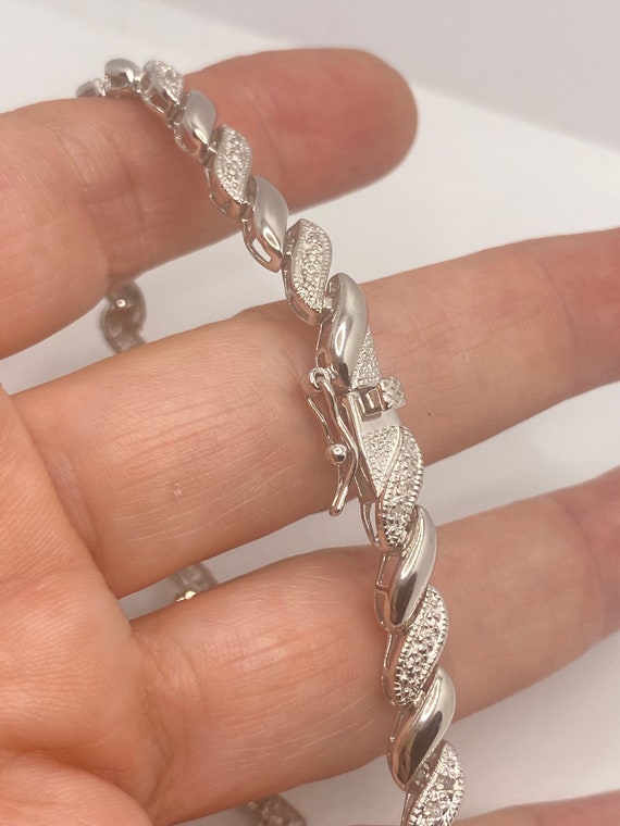 Deco Diamond Tennis Bracelet in 925 Sterling Silv… - image 4