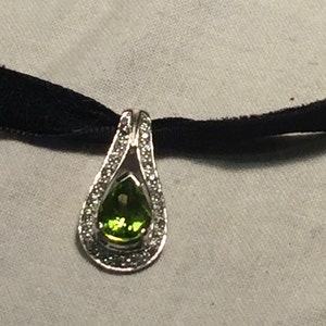 Vintage Handmade 925 Sterling Silber Echter Peridot Anhänger