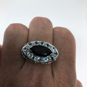Vintage Genuine Deep Red Bohemian Garnet 925 Sterling Silver Ring