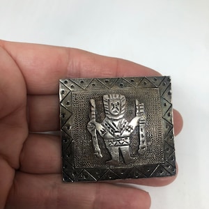 Broszka w stylu vintage, ręcznie robiona, peruwiańska, ze srebra próby 925