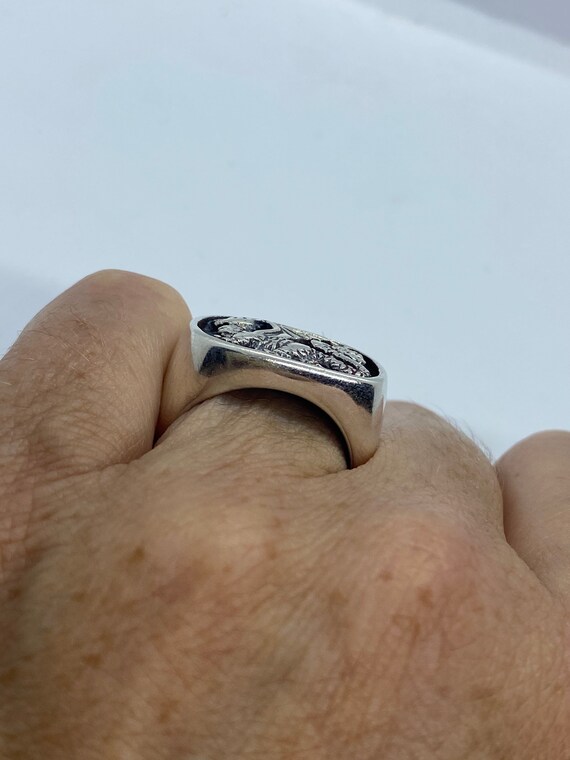 Vintage Griffon Sterling Silver Mens Ring Size 7 - image 3