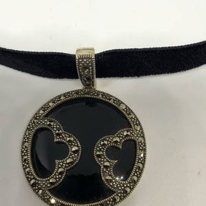 Vintage  Marcasite 925 Sterling Silver Dangle Pendant Necklace