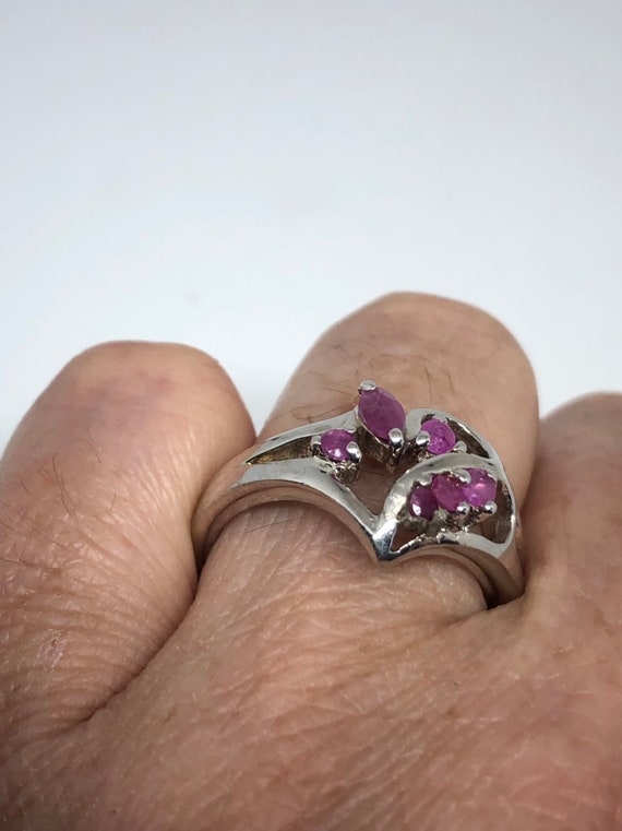 Vintage Genuine Pink Ruby 925 Sterling Silver Ring - image 7