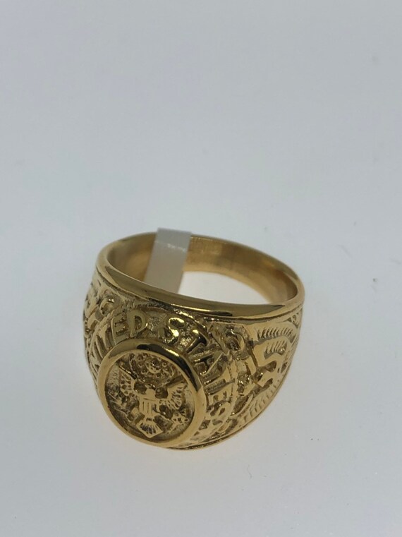 Vintage Mens Golden US Army Military Ring - image 6