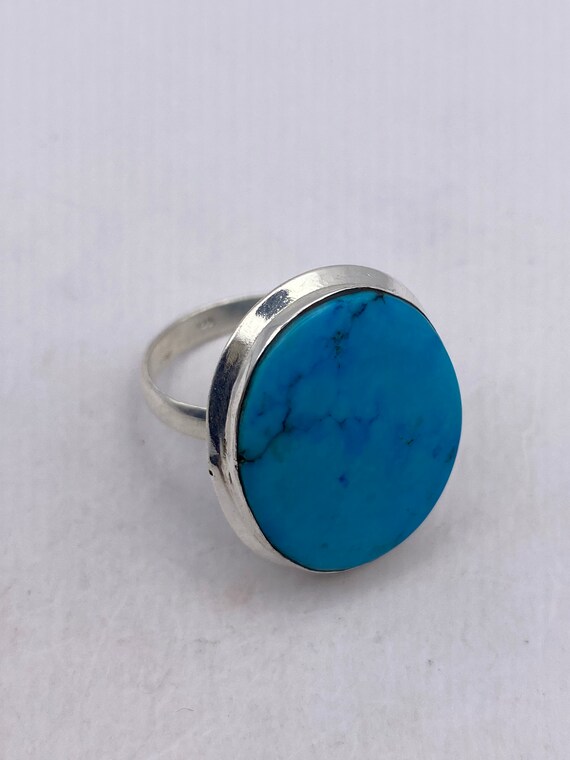 Vintage Blue Genuine Tibetan Turquoise Ring Size … - image 7