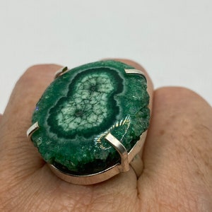 Vintage Green Chrome Diopside Druzy Geode Ring