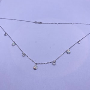 Vintage Blue Fire Opal Choker 925 Sterling Silver Pendant Necklace