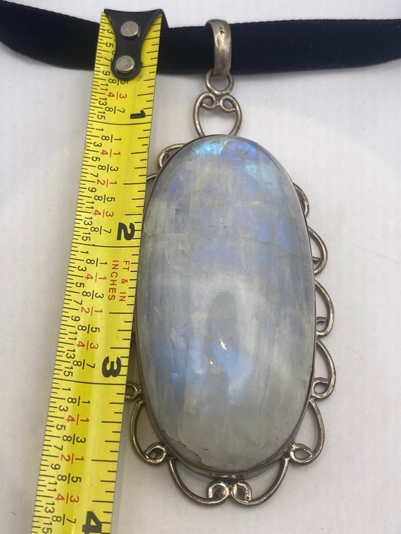 Vintage Rainbow Moonstone Choker Pendant Necklace - image 6