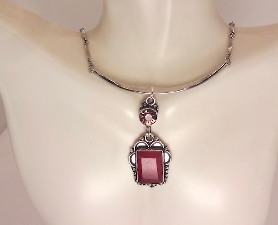 Vintage Antique Pink Raw Ruby Choker Necklace