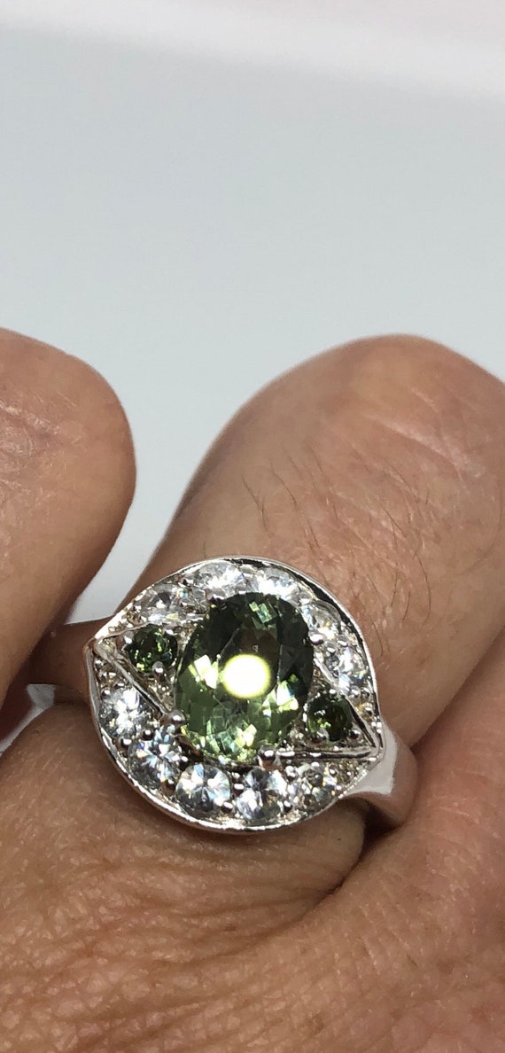 Vintage Green Peridot Setting 925 Sterling Silver… - image 1